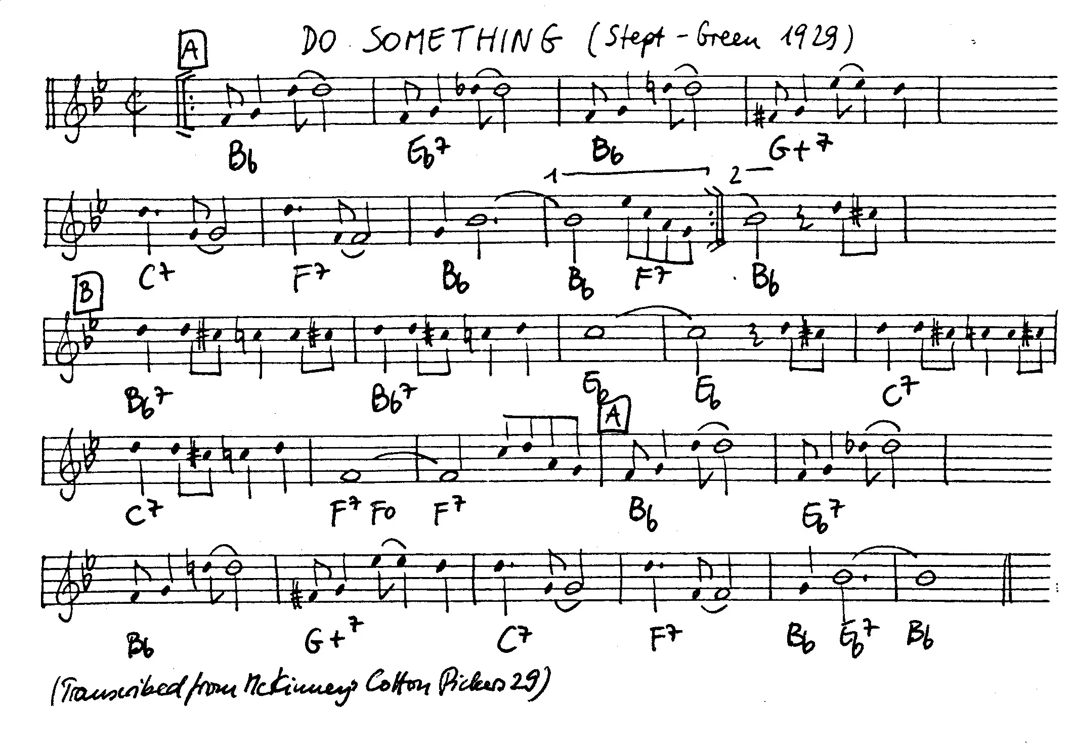 do something free jazz leadsheet - Courtesy of the Jungle Jazz Band